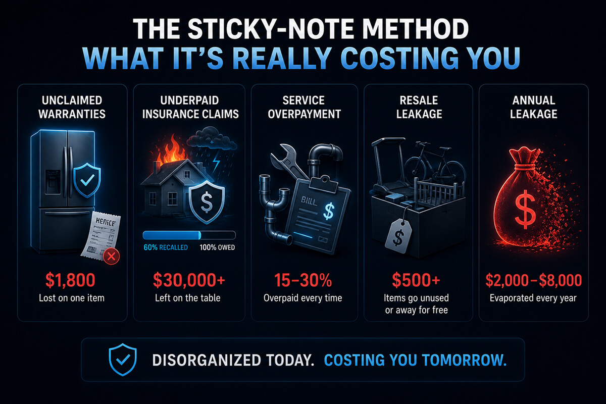 Infographic on costs of disorganized home management.