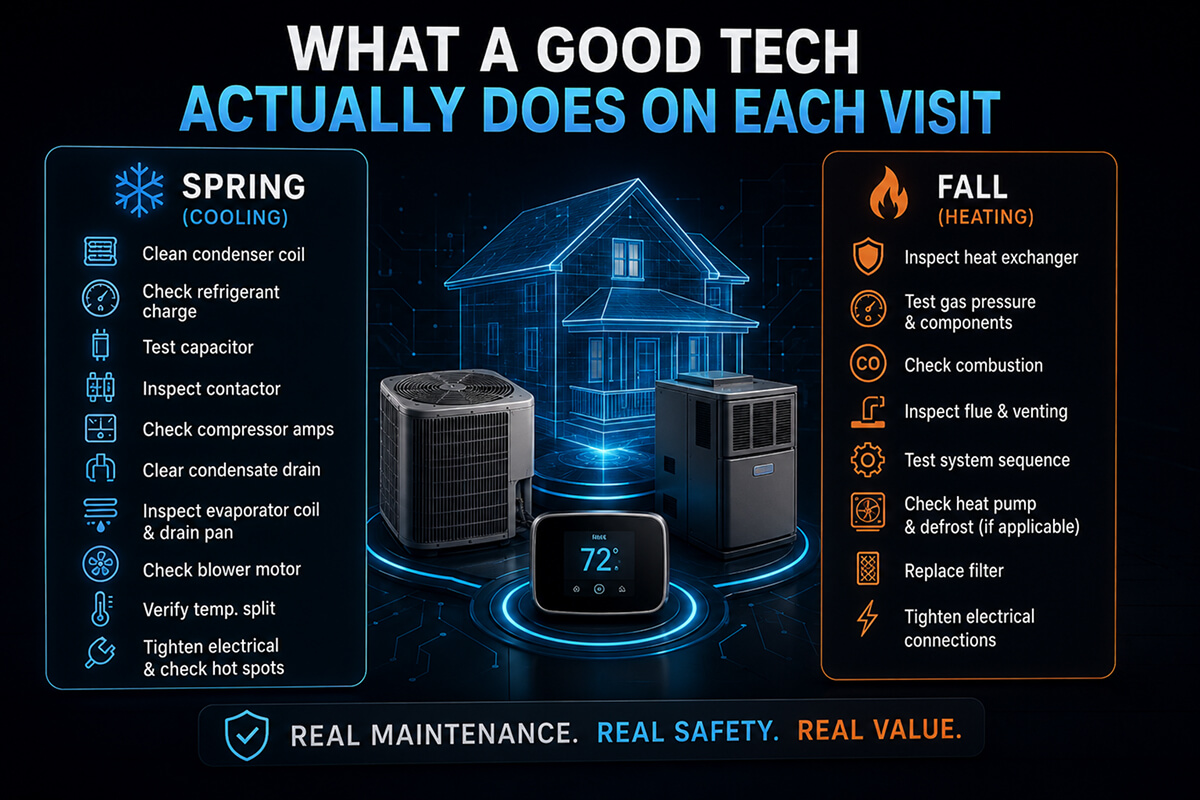 HVAC service infographic for seasonal maintenance.